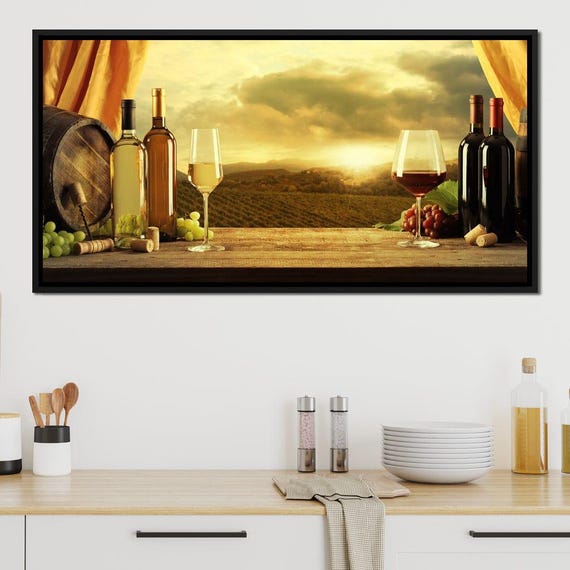 Vineyard View Cozy Atmosphere Rustic Wine Bar Scenic Wall Art Home Decor Sunset View Wine Lover Gift By Nichecanvas