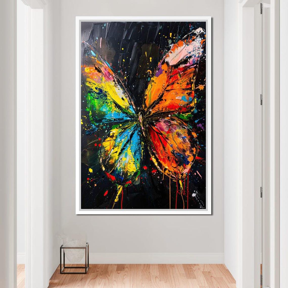 Rainbow Butterfly Rhapsody Green Yellow Orange Blue Black Splash Art - Image 2