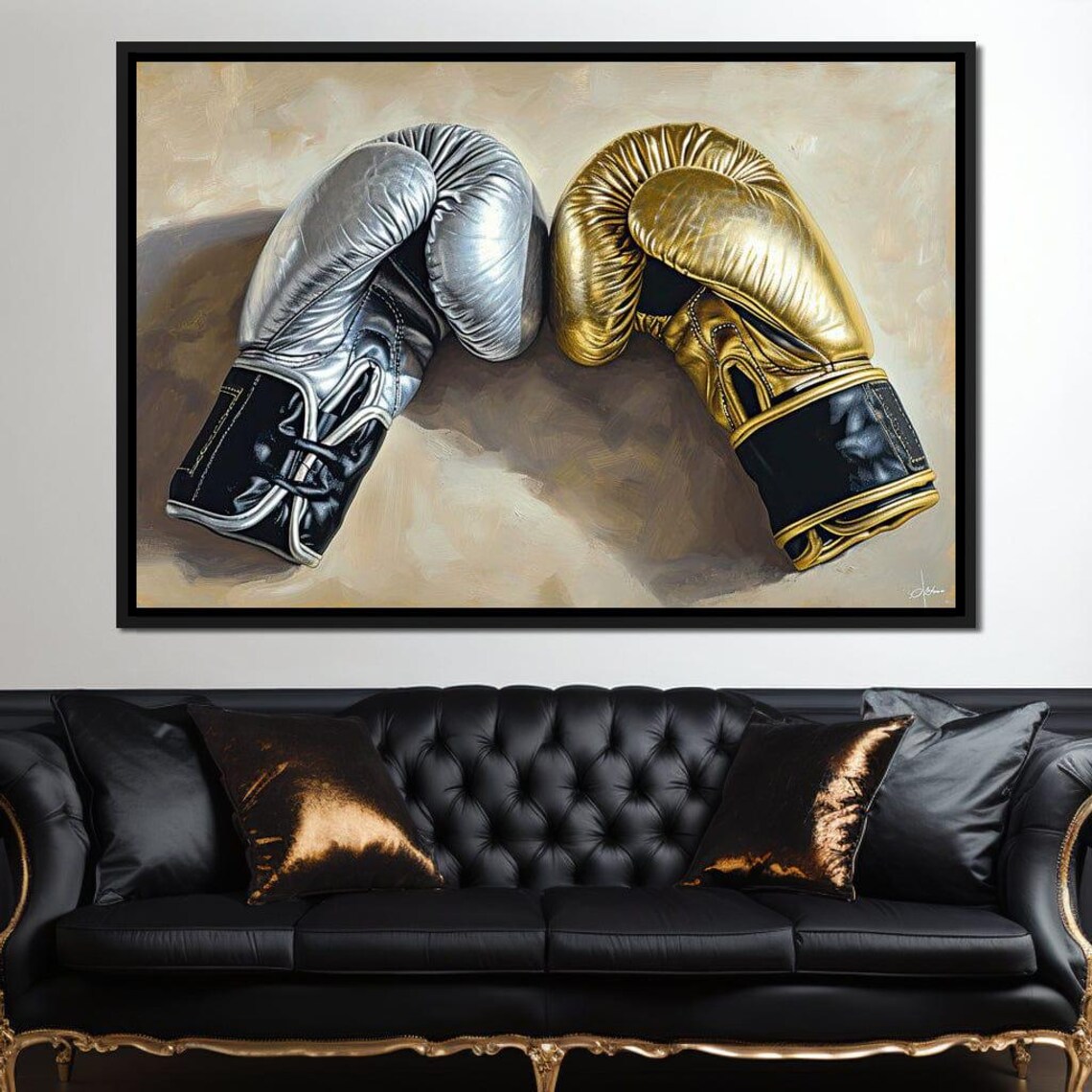 Silver Gold Boxing Gloves Champion Pair Vintage Fight Sports Wall Art - Image 4
