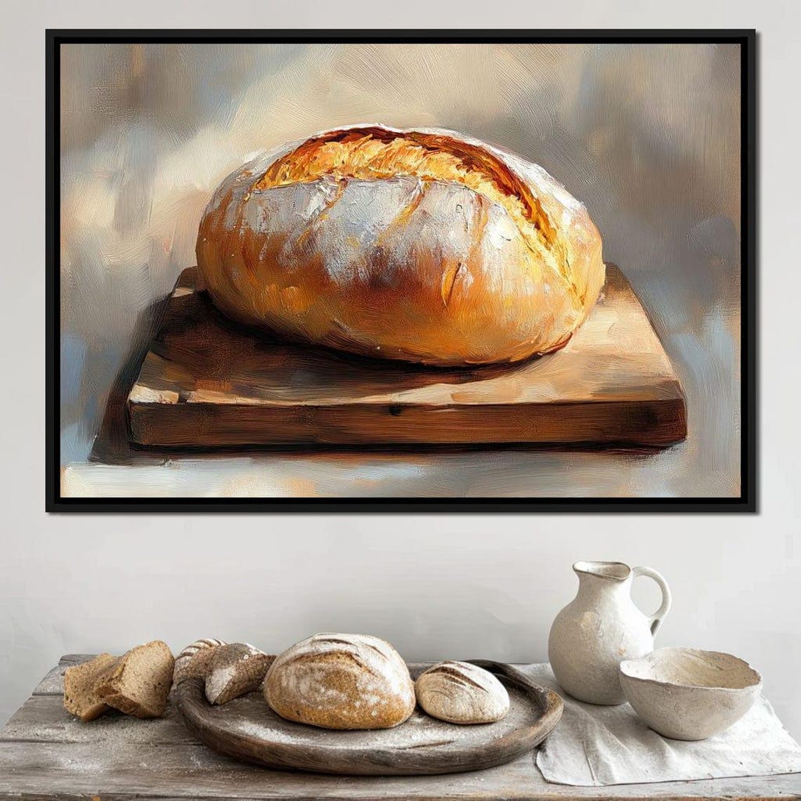 Rustic Artisan Bread Loaf Wooden Board Golden Crust Kitchen Poster - Image 3