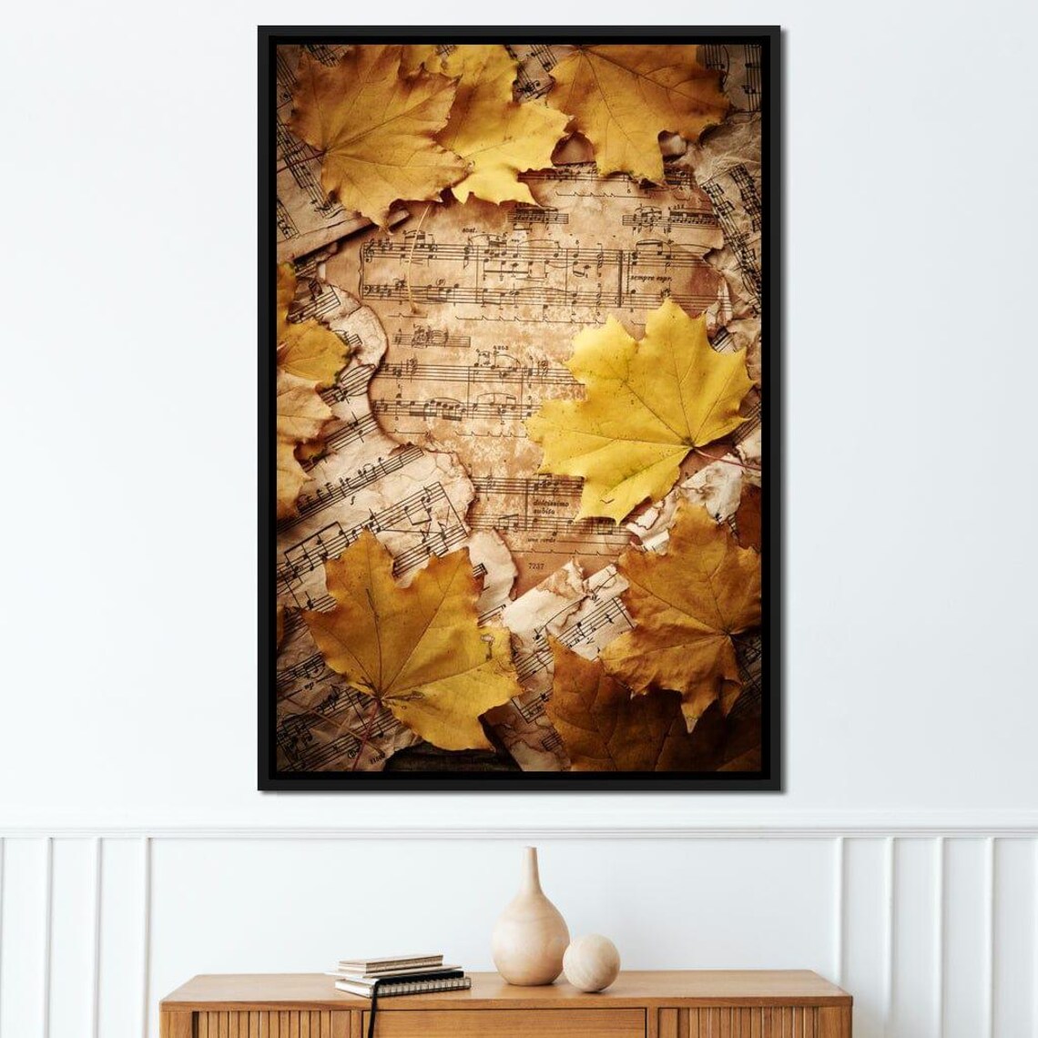 Autumn Maple Leaves Vintage Sheet Music Warm Rustic Art Poster - Image 2