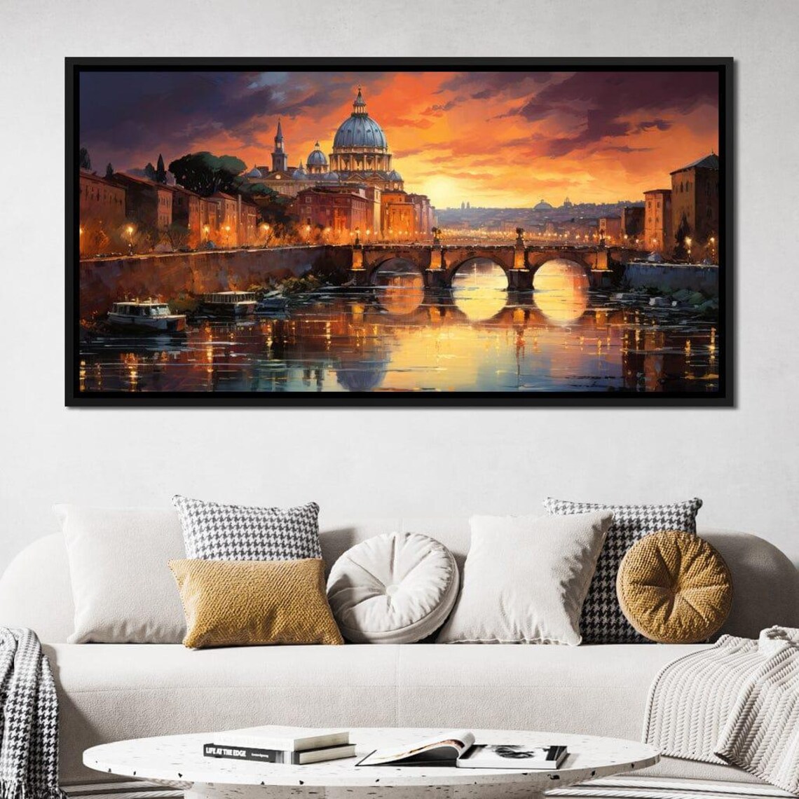 Rome St Peters Basilica Sunset Tiber River Bridge Italy City Poster - Image 3