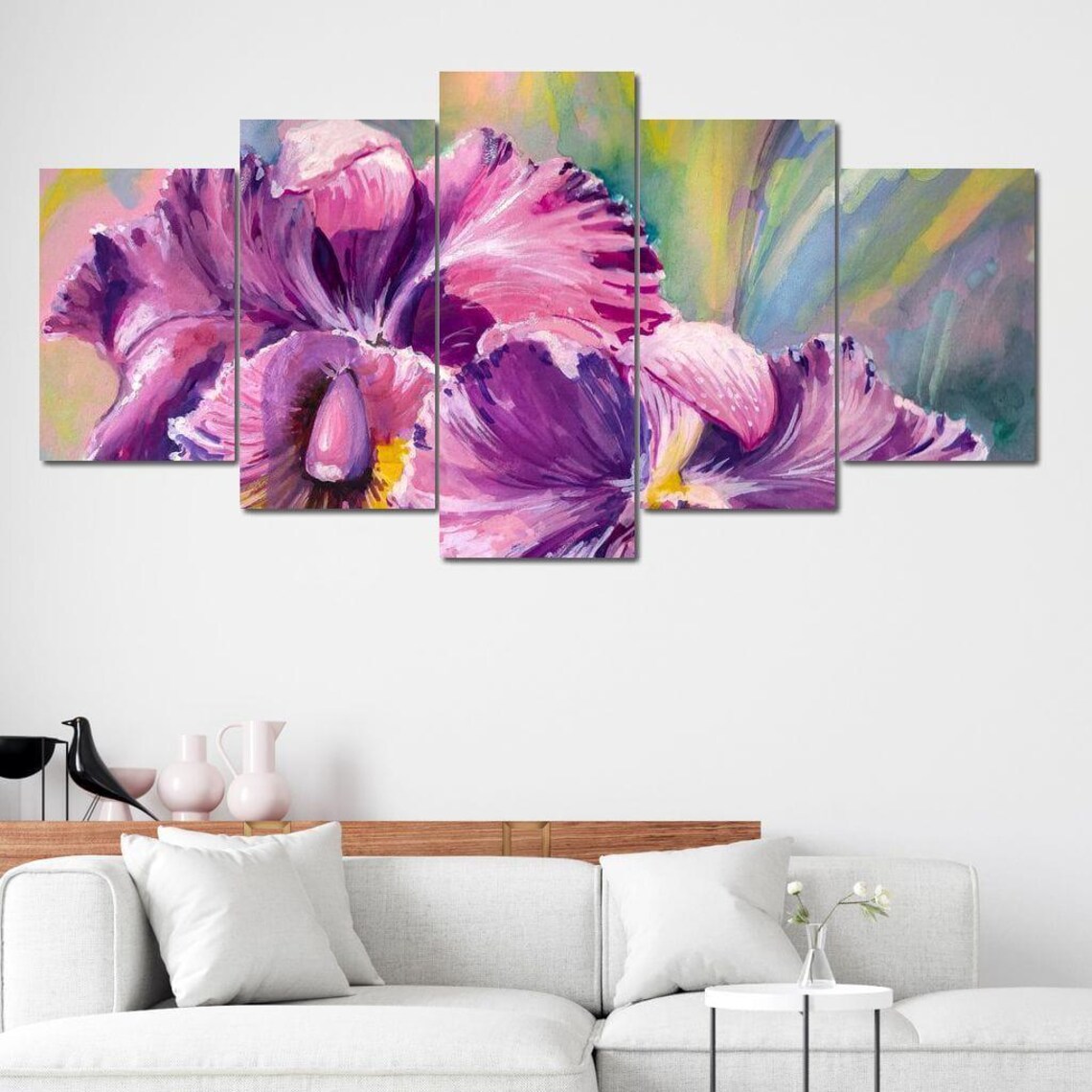 Purple Orchid Bloom Close Up Pastel Floral Botanical Art Poster