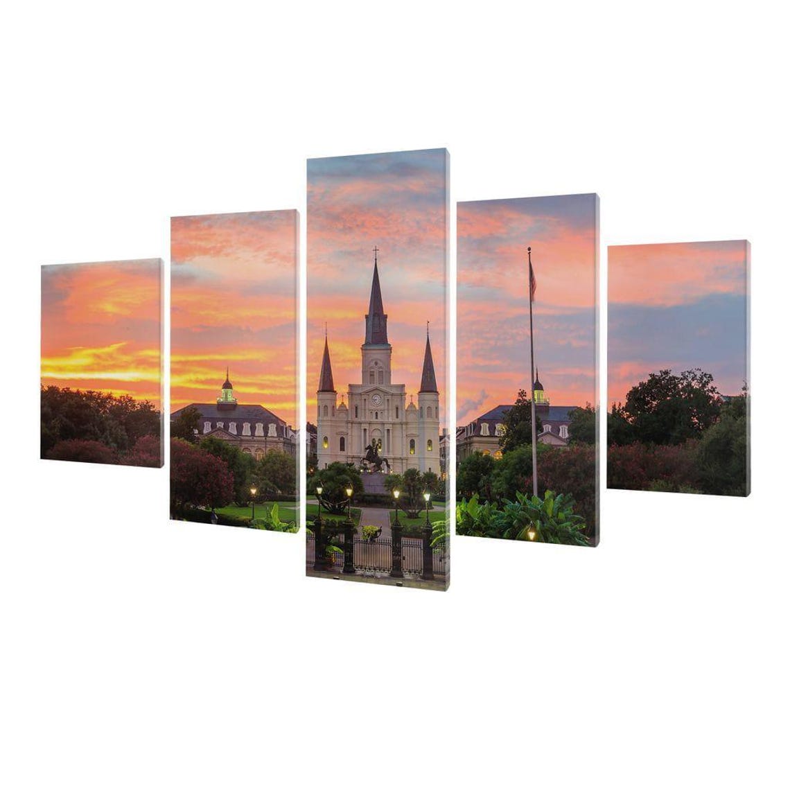 Saint Louis Cathedral New Orleans Sunset Five Panel Cityscape Poster - Image 3