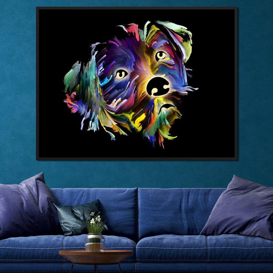 Colorful Dog - Bold Black Background