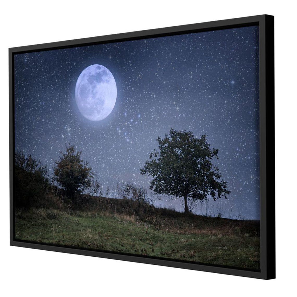 Full Moon Over Night Meadow Starry Sky Serene Moonlight Nature Poster - Image 2