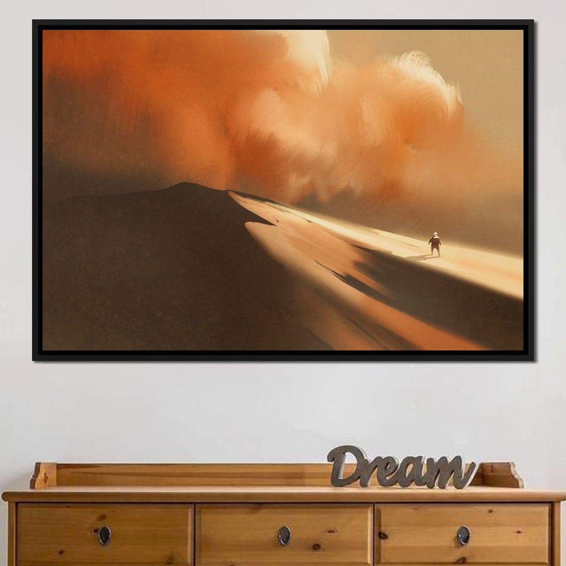 Desert Sandstorm Lone Traveler Golden Dune Dramatic Nature Poster - Image 2
