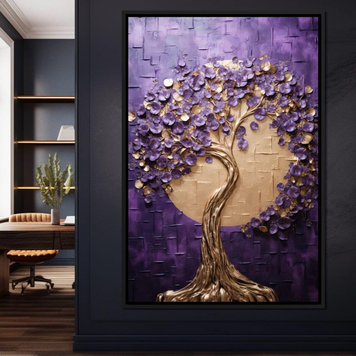 Golden Twilight Tree Wall Art, Modern Abstract