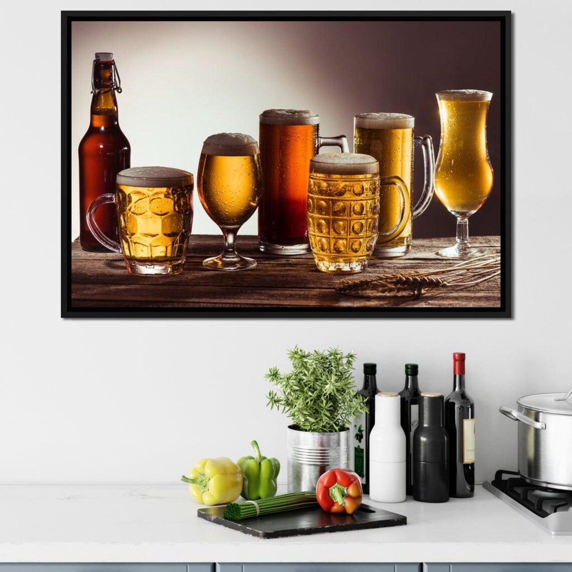 Beer Glasses And Bottles Assortment Rustic Wooden Bar Art Poster - Image 2