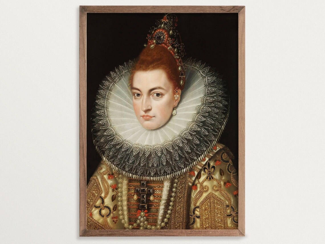 Baroque Portrait Painting, Moody Wall Art Print