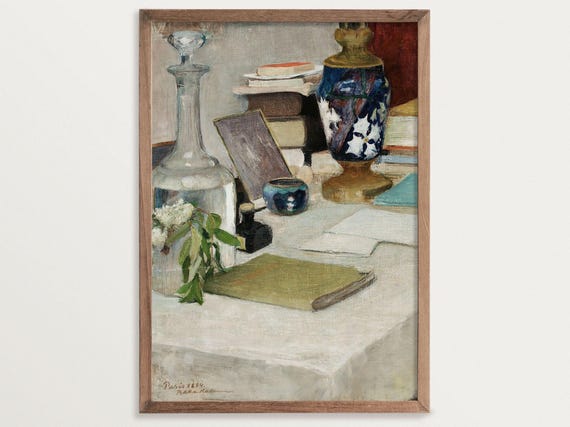 Still Life Painting, Vintage Farmhouse Art Print