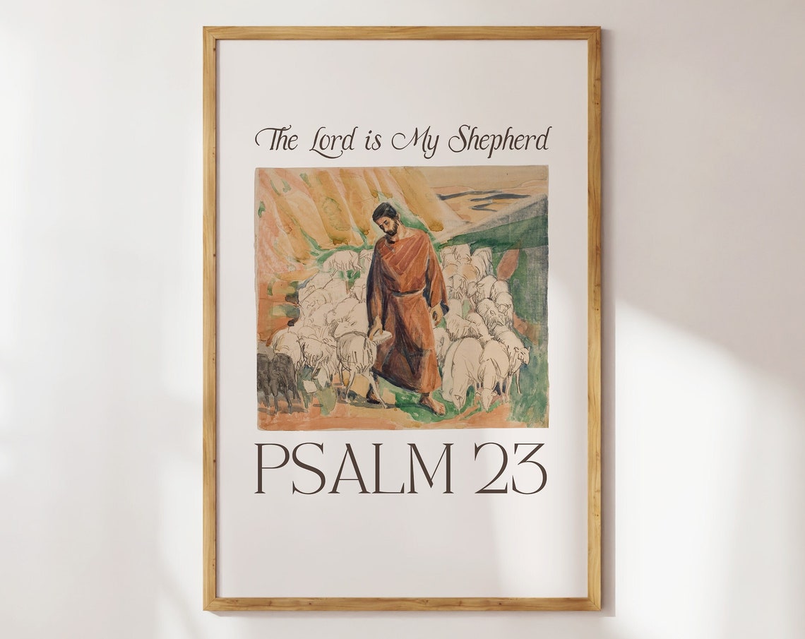 The Lord Is My Shepherd Psalm 23 Vintage Shepherd Scripture Poster