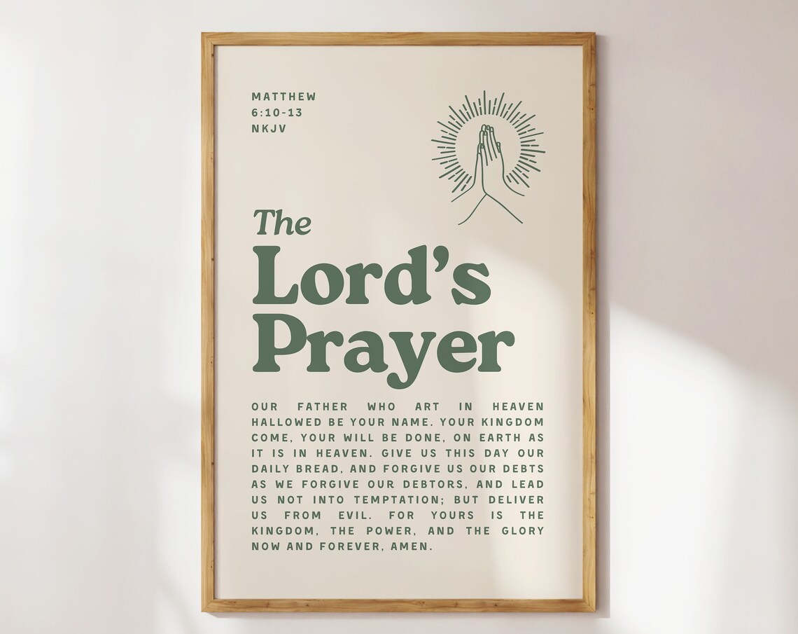 The Lord's Prayer Retro Christian Poster Print
