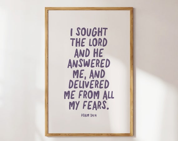 Psalm 344 Minimalist Christian Art Print, Bible Verse