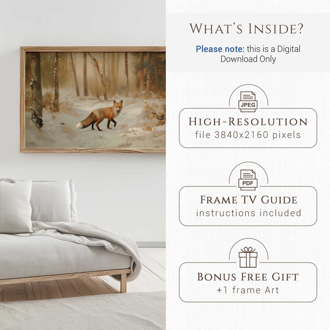 Curious Wild Red Fox in Snowy Winter Forest Woodland Animal Poster - Image 5