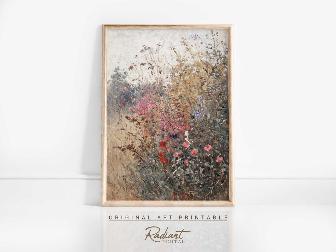 Sunlit Impressionist Wildflower Meadow Blossoms Painterly Poster