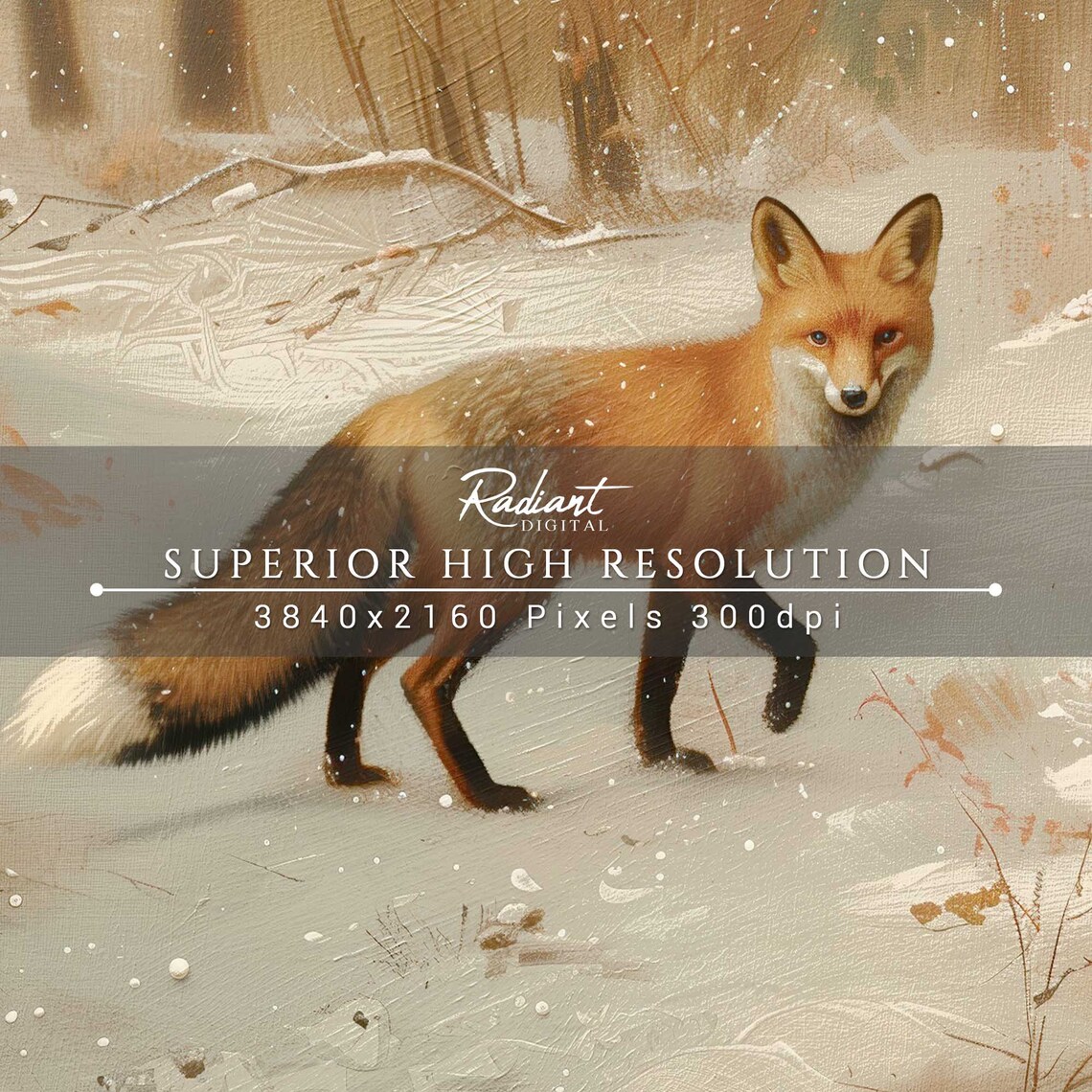Curious Wild Red Fox in Snowy Winter Forest Woodland Animal Poster - Image 4