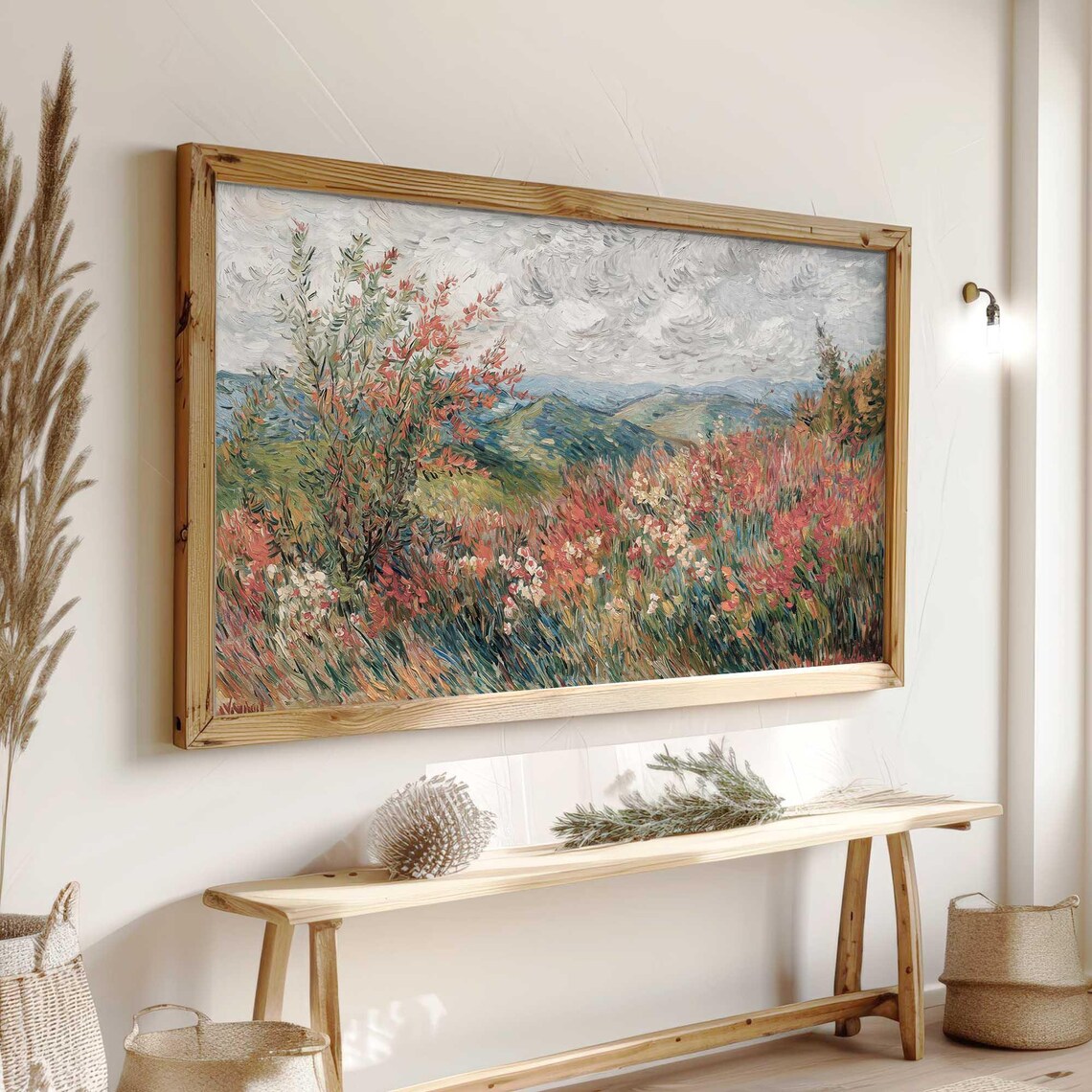 Wildflower Meadow Rolling Hills Impressionist Watercolor Poster - Image 3