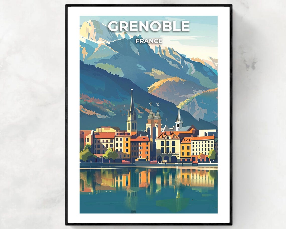 Grenoble Travel Print Wall Art Grenoble France City Print Grenoble Travel Gift Grenoble City Poster Travel Gift