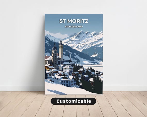 St Moritz Switzerland Travel Canvas Poster Custom Wall Art