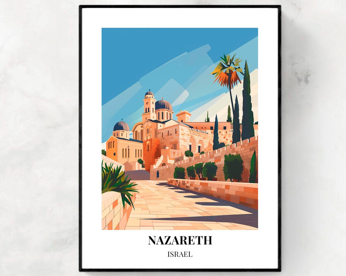 Basilica Of The Annunciation Travel Print Wall Art Nazareth Israel City Print Basilica Of The Annunciation Travel Gift