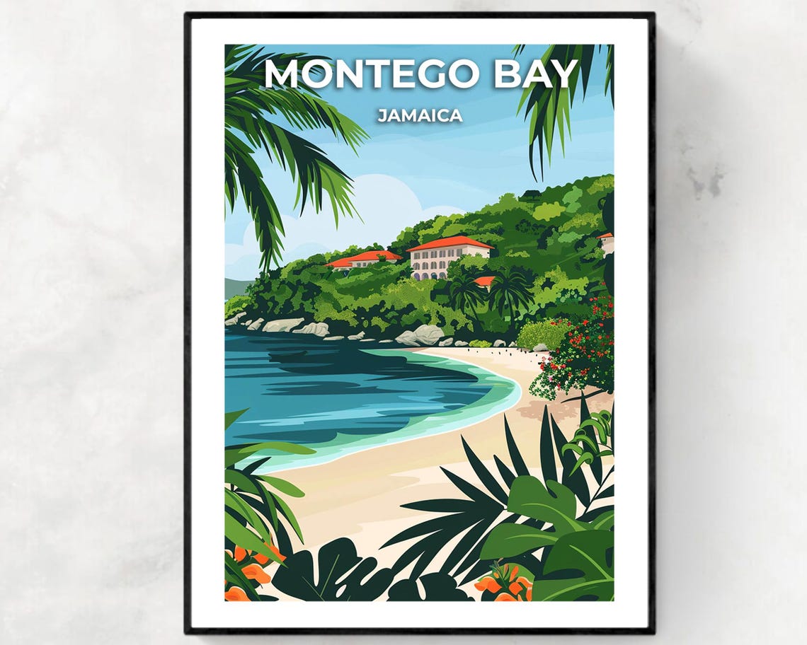 Montego Bay Jamaica Travel Print Wall Art Montego Bay Jamaica City Print Montego Bay Jamaica Travel Gift Montego Bay Jamaica Poster