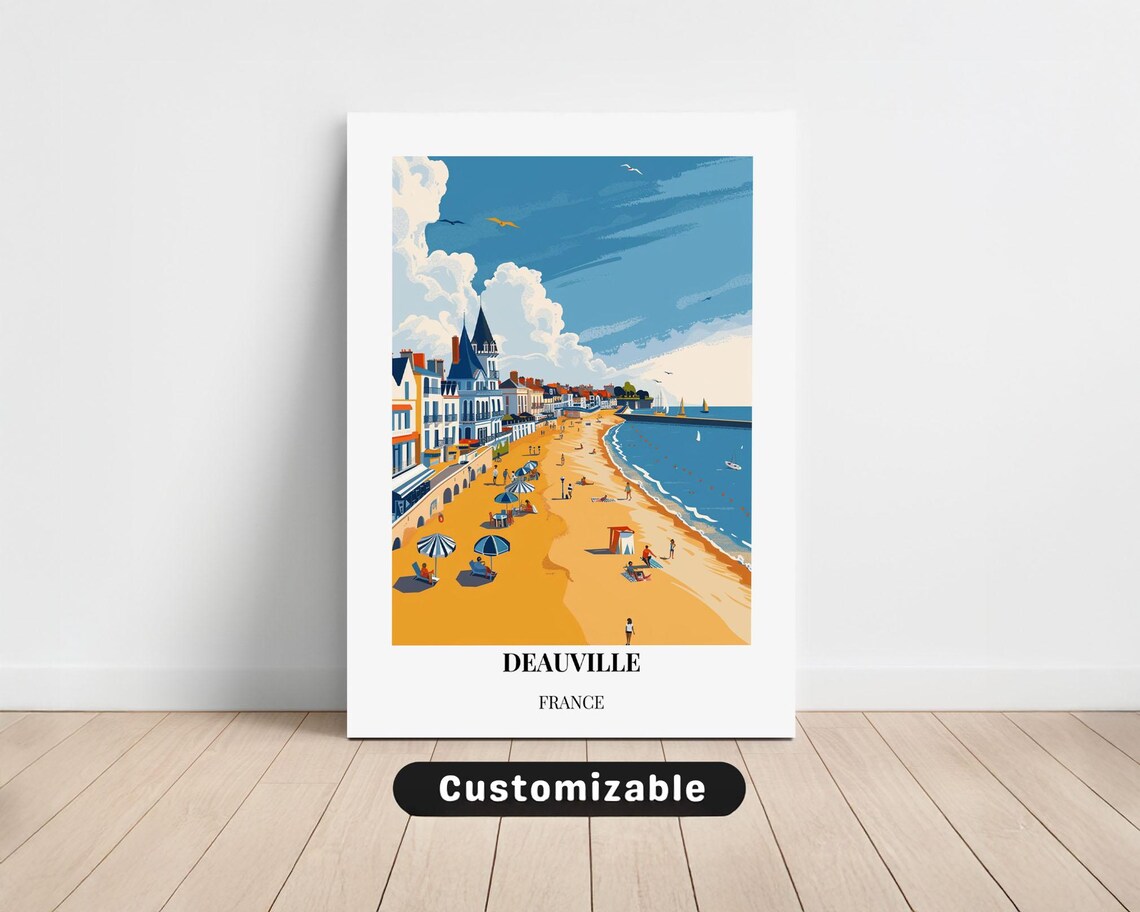 Deauville France Golden Beach Promenade Belle Epoque Summer Poster