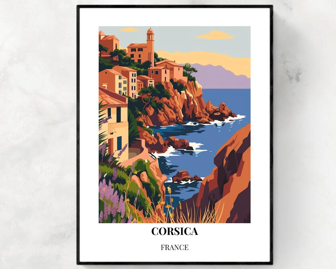 Corsica France Travel Print Wall Art Corsica France City Print Corsica France Travel Gift Corsica France Poster
