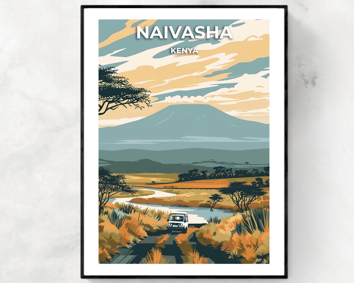Naivasha Travel Print Wall Art Naivasha Kenya City Print Naivasha Travel Gift Naivasha City Poster Travel Gift