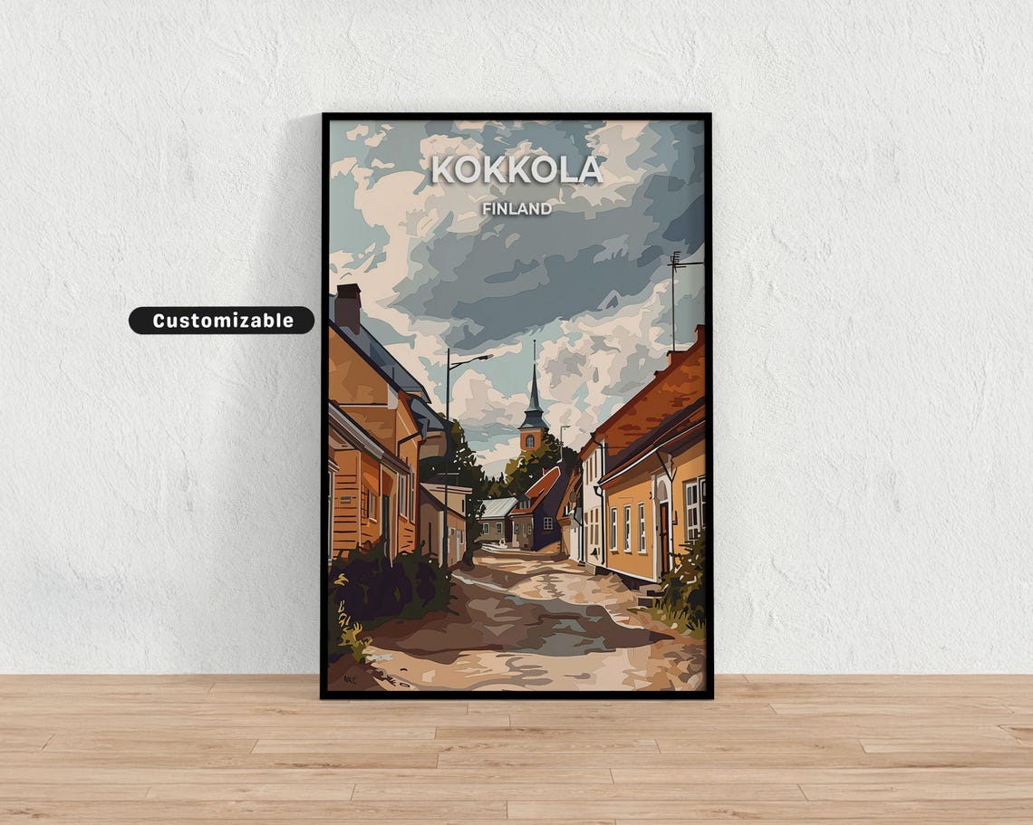 Kokkola Finland Customizable Travel Poster Old Town Street Art