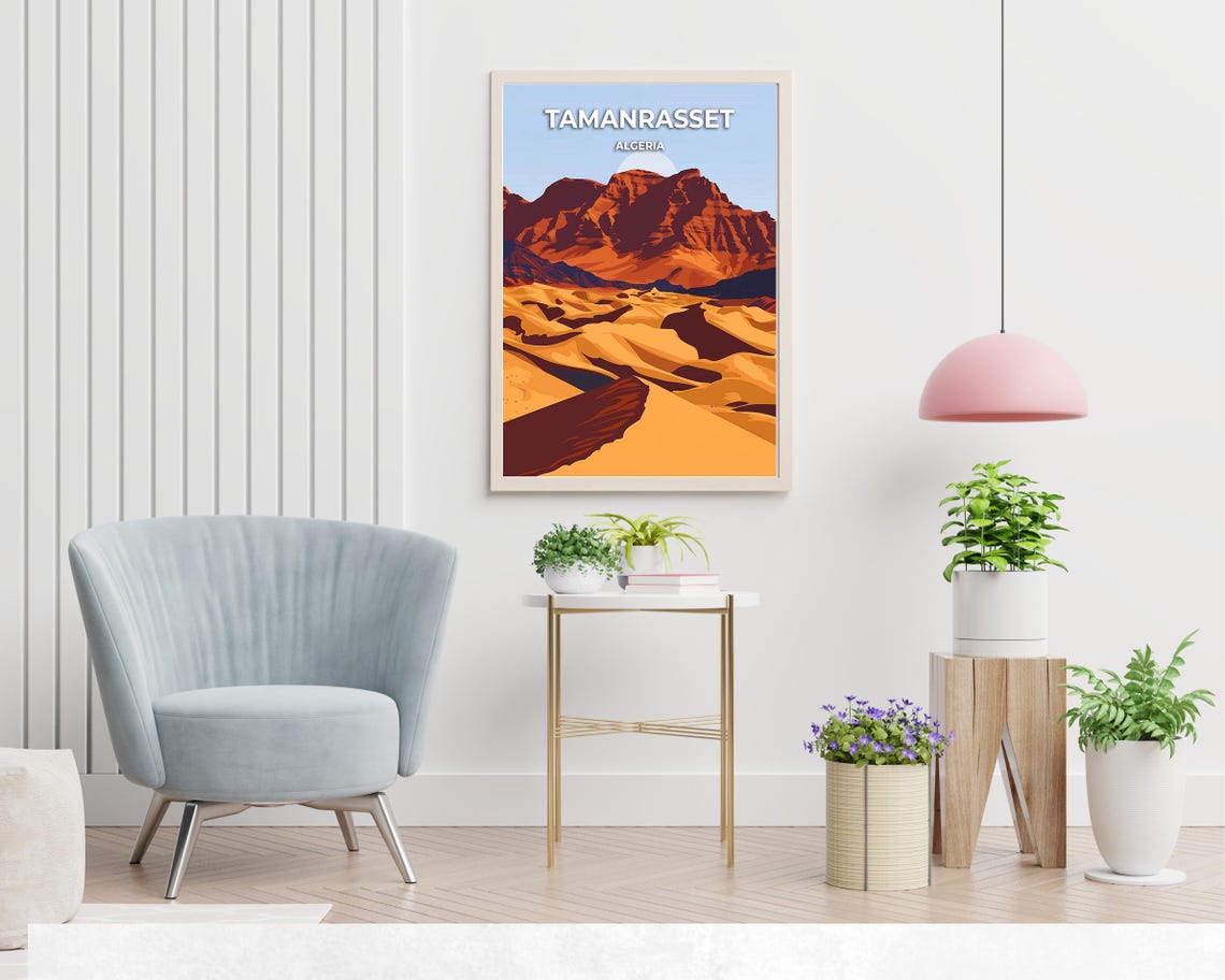 Tamanrasset Algeria Sahara Dunes Desert Mountain Sun Warm Art Poster - Image 2