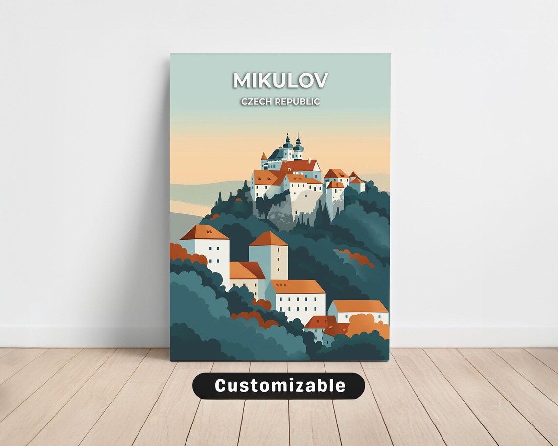 Mikulov Czech Republic Castle Town Vintage Travel Canvas Poster