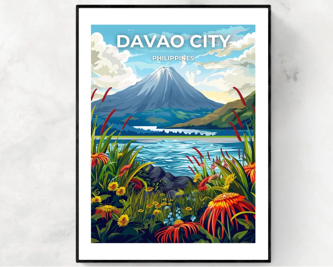 Davao City Philippines Mount Apo Tropical Flowers Lake View Poster