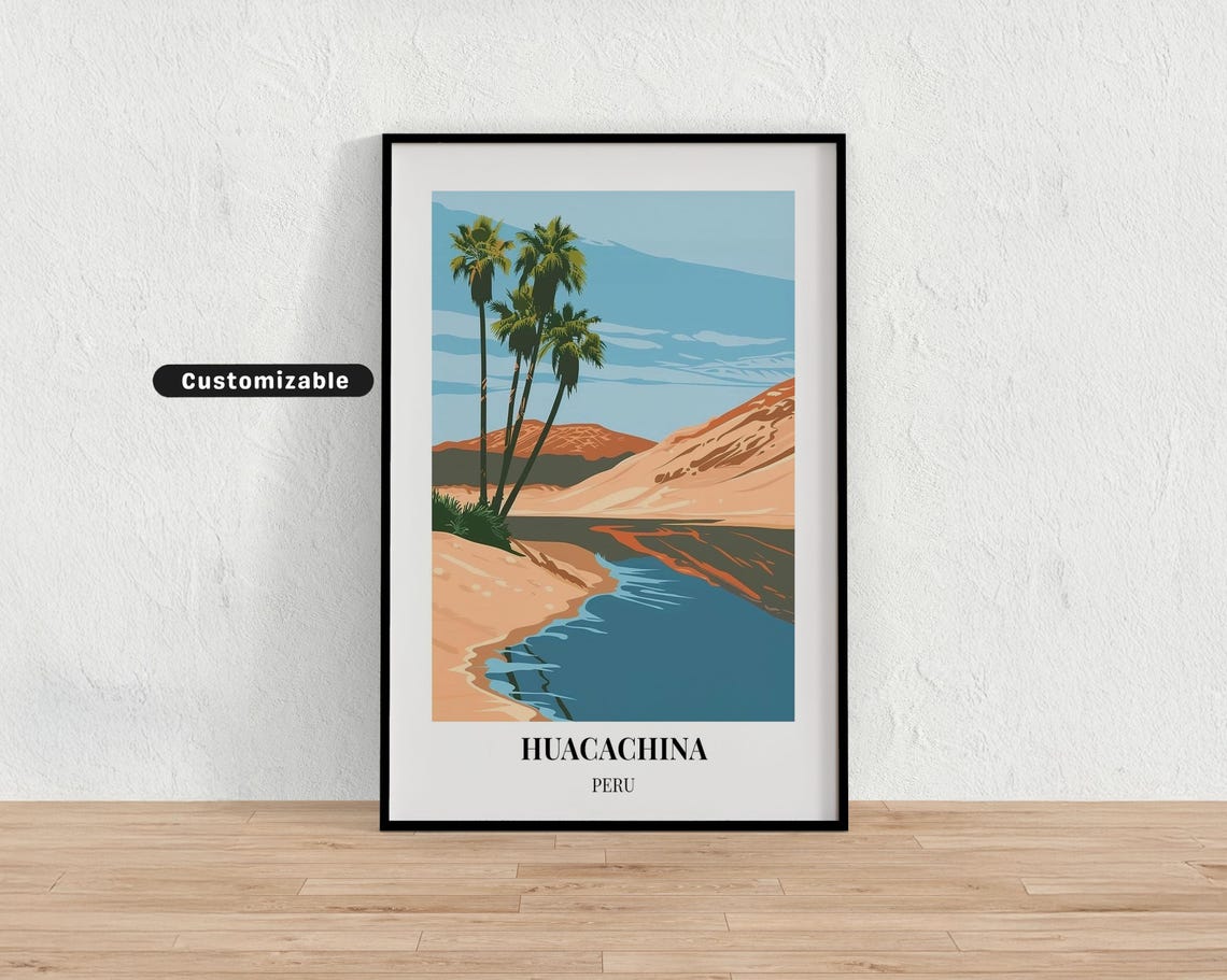 Huacachina Peru Travel Poster Custom Wall Art