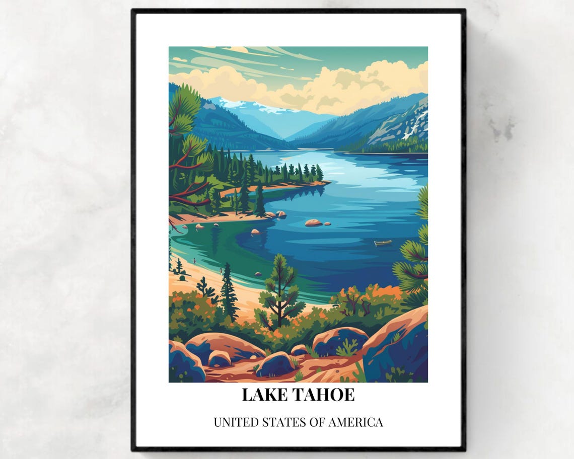 Lake Tahoe National Park Travel Print Wall Art Lake Tahoe National Park City Print Lake Tahoe National Park Travel Gift Lake Tahoe