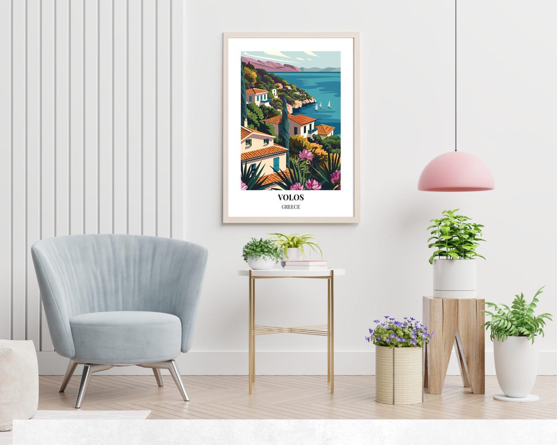 Volos Greece Terracotta Villas Above a Sparkling Blue Bay Poster - Image 2