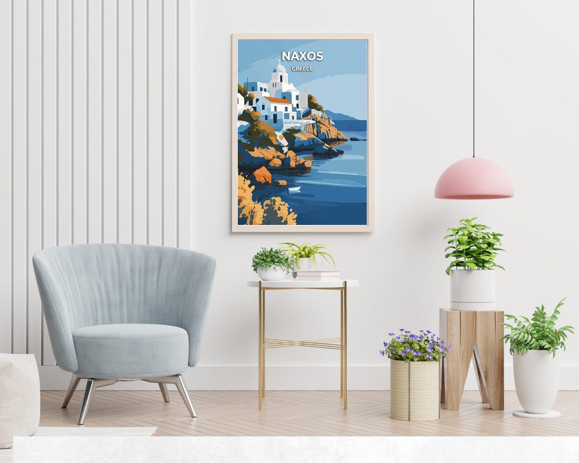 Naxos Greece Whitewashed Church Rocky Aegean Coast Travel Poster - Image 2