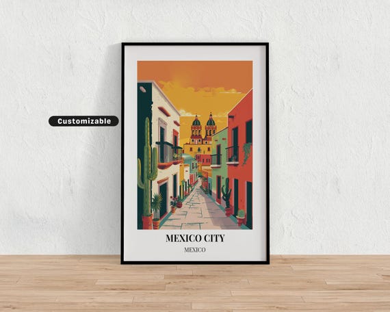 Mexico City Travel Poster Custom Wall Art