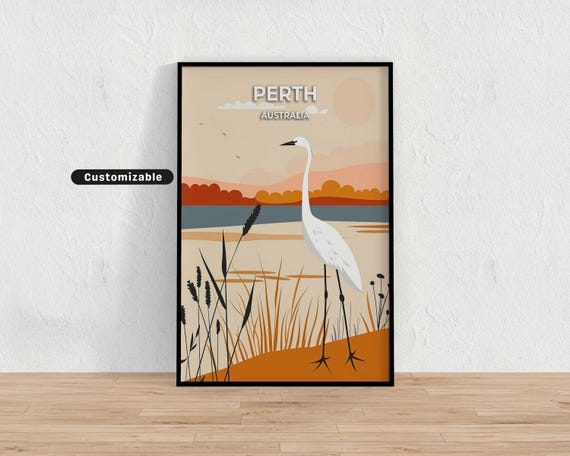 Perth Australia Travel Poster Custom Wall Art