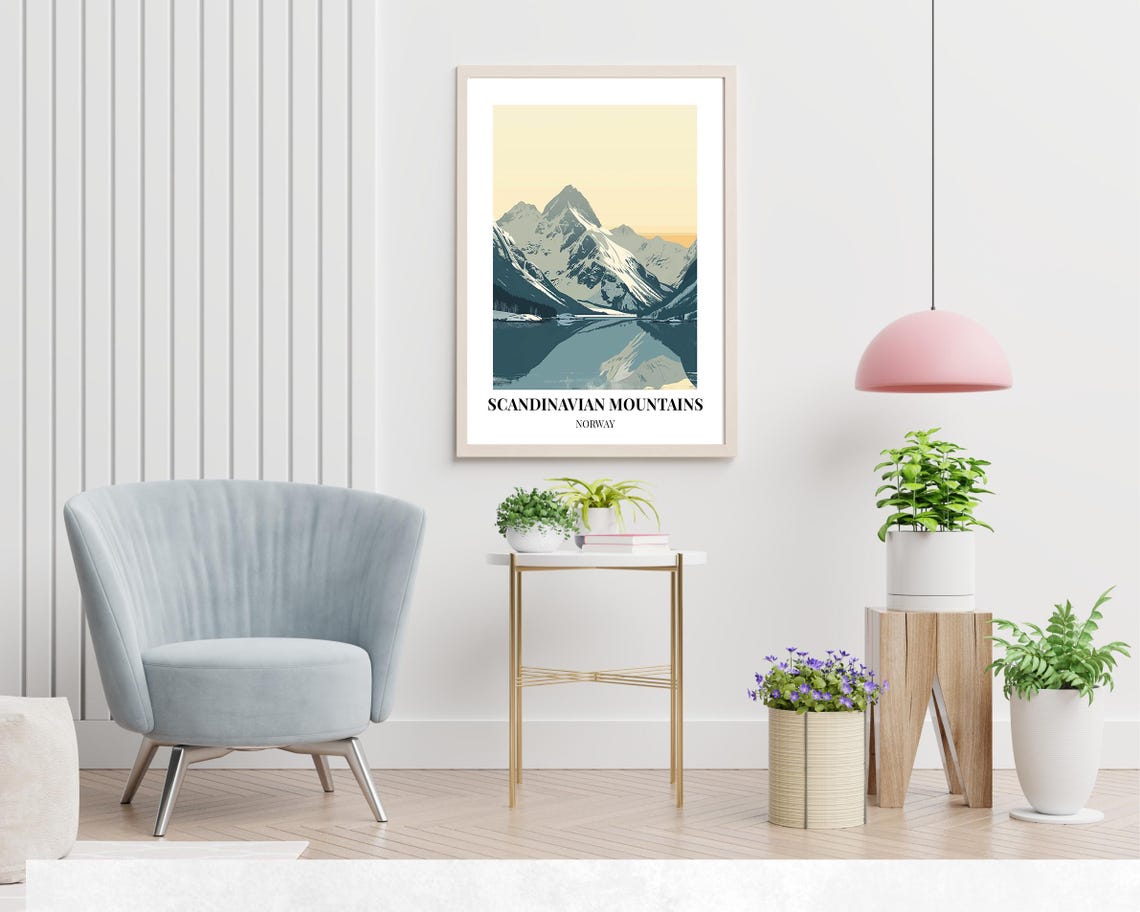Scandinavian Mountains Norway Mirror Lake Dawn Travel Poster - Image 2