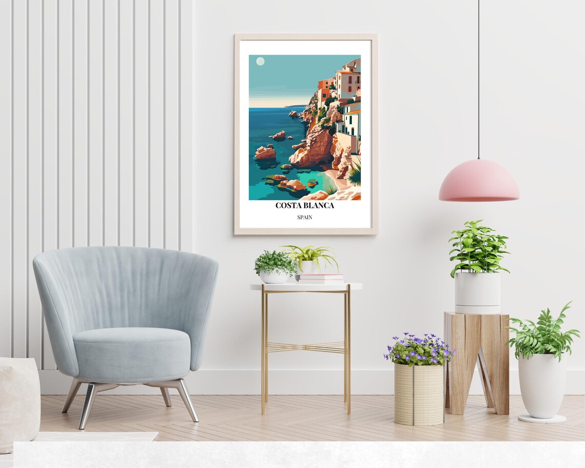 Costa Blanca Spain Rocky Cove Village Minimalist Travel Poster - Image 2