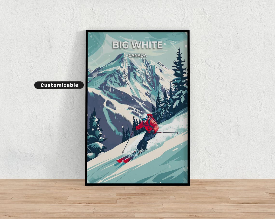 Big White Canada Ski Resort Powder Skier Winter Travel Poster