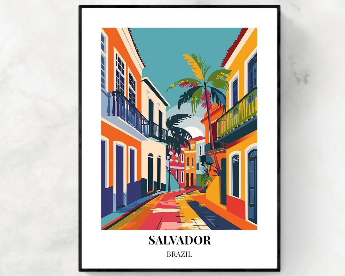 Pelourinho Historic District Travel Print Wall Art Salvador Brazil City Print Pelourinho Historic District Travel Gift
