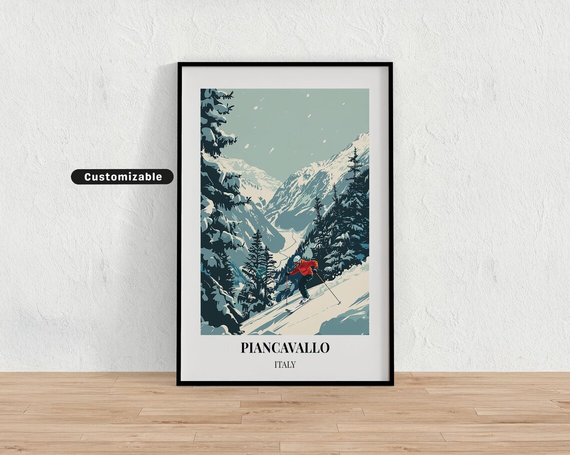 Piancavallo Italy Alpine Ski Vintage Travel Poster Custom Gift