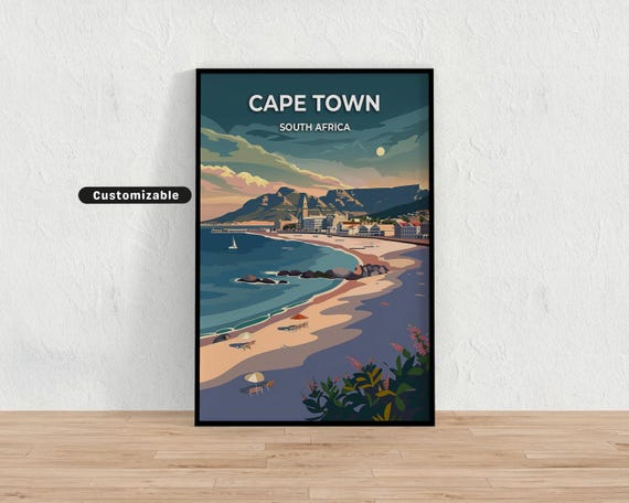 Cape Town South Africa Travel Poster Custom Wall Art