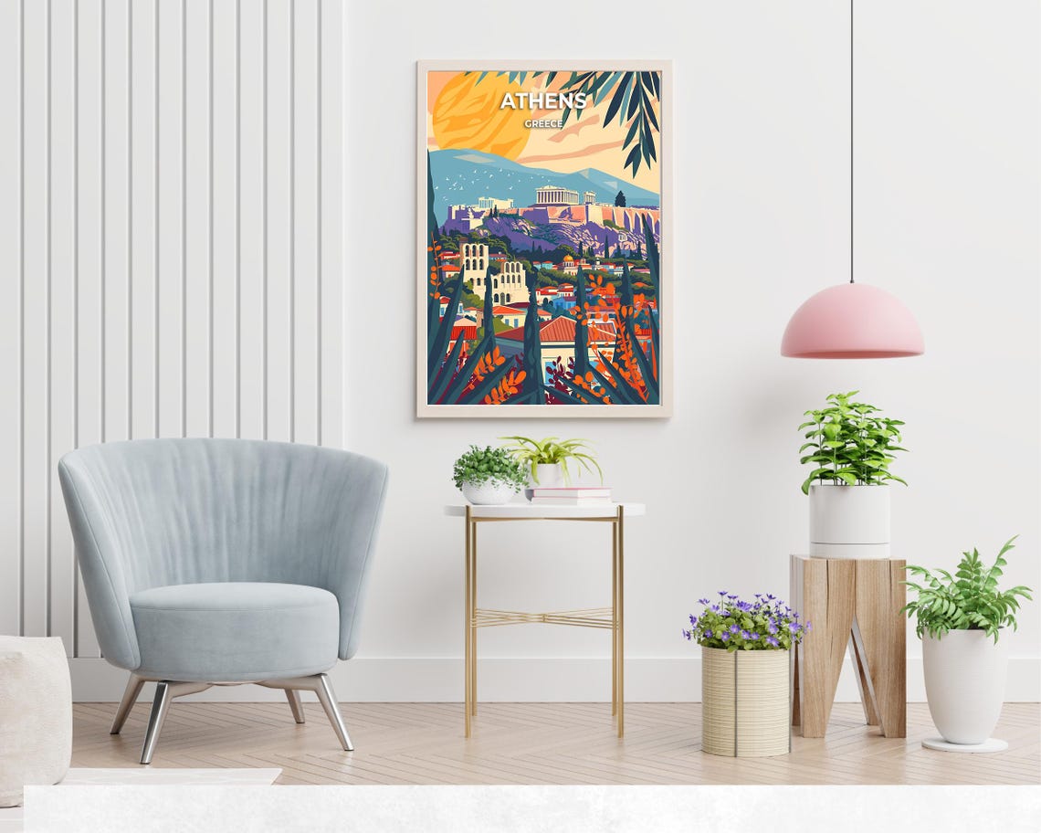 Athens Greece Acropolis Overlooking The City At Sunset Poster - Image 2