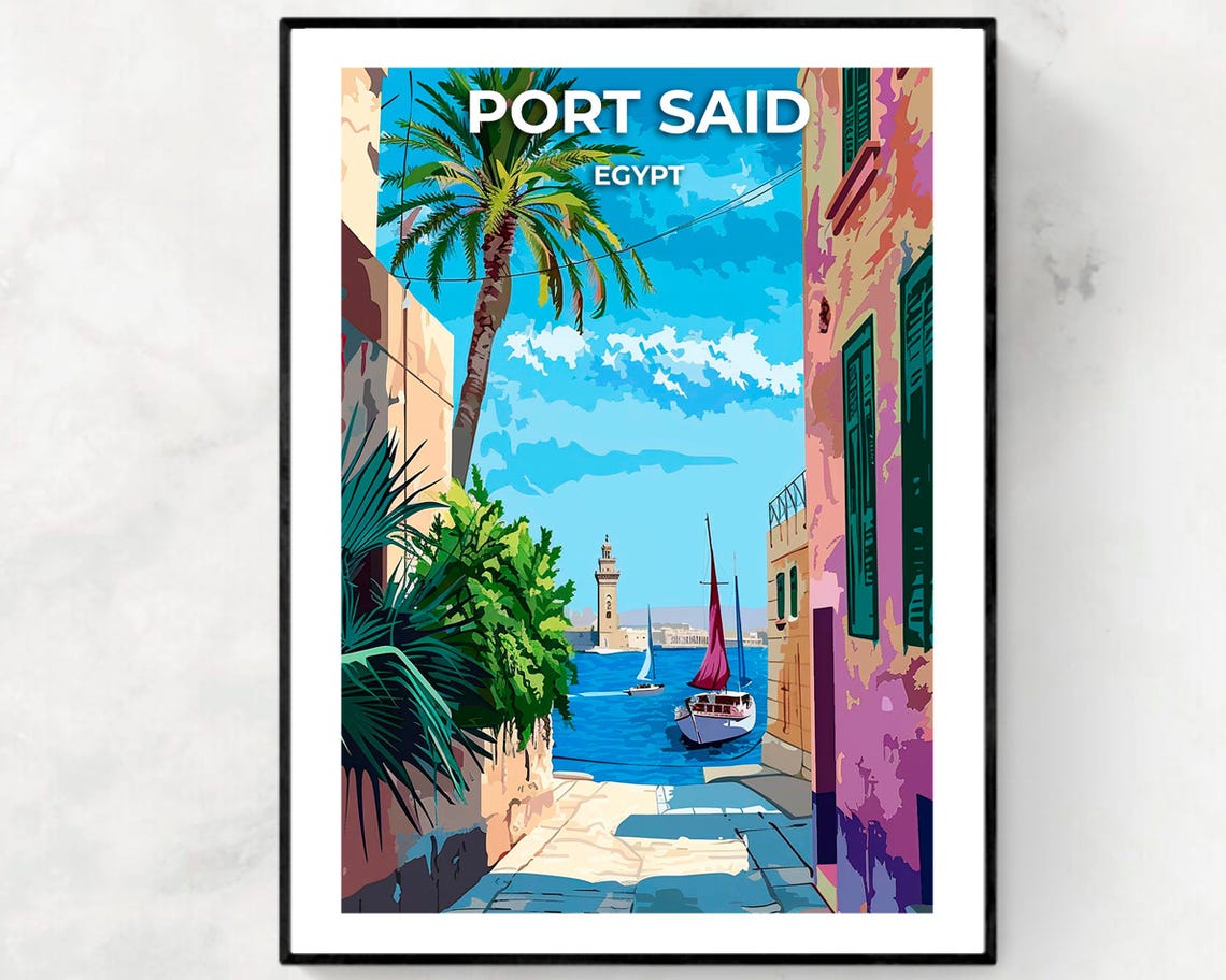 Port Said Travel Print Wall Art Port Said Egypt City Print Port Said Travel Gift Port Said City Poster Travel Gift