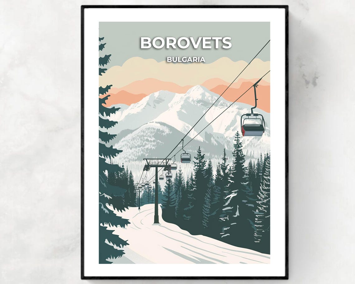 Borovets Bulgaria Chairlift Over Pine Forest Winter Scene Poster