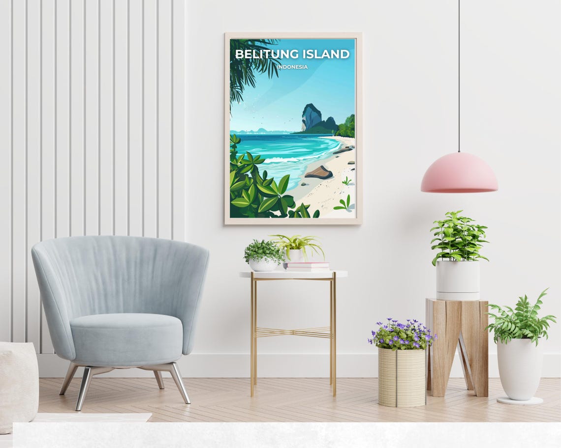 Belitung Island Indonesia Palm Beach Cove Daytime Scene Poster - Image 2