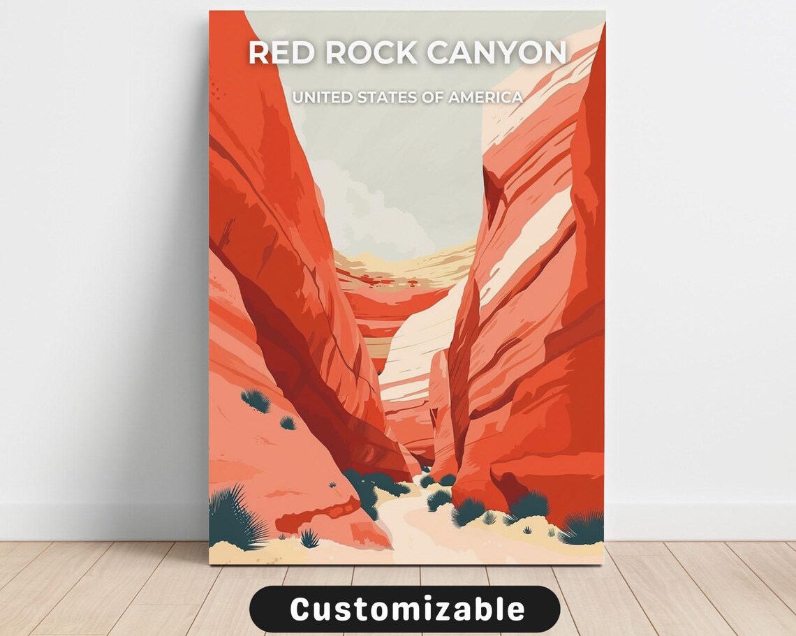 Red Rock Canyon United States Desert Corridor Vintage Travel Poster